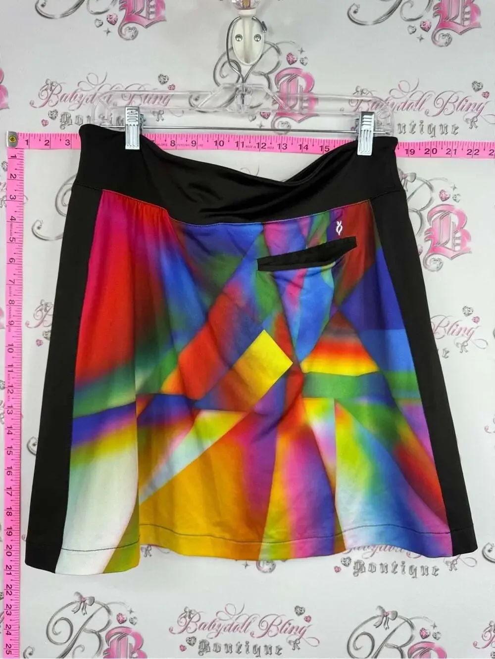 LOPEZ skort skirt Multicolor Geometric A-Line Skirt with Black Trim